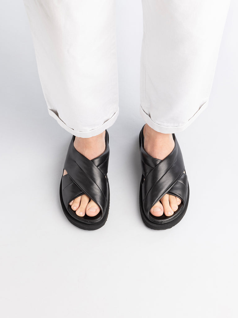 CHORA 004 - Black Leather Slide Sandals Men Officine Creative - 6