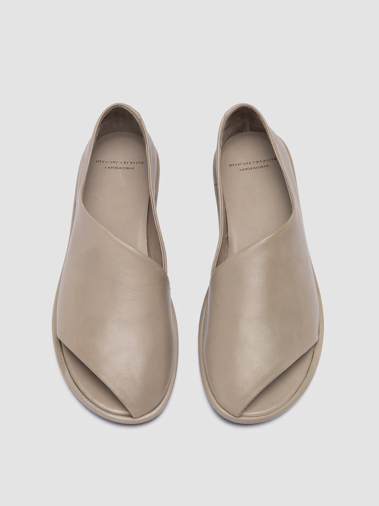 MIENNE 102 - Taupe Leather Peep Toe Shoes