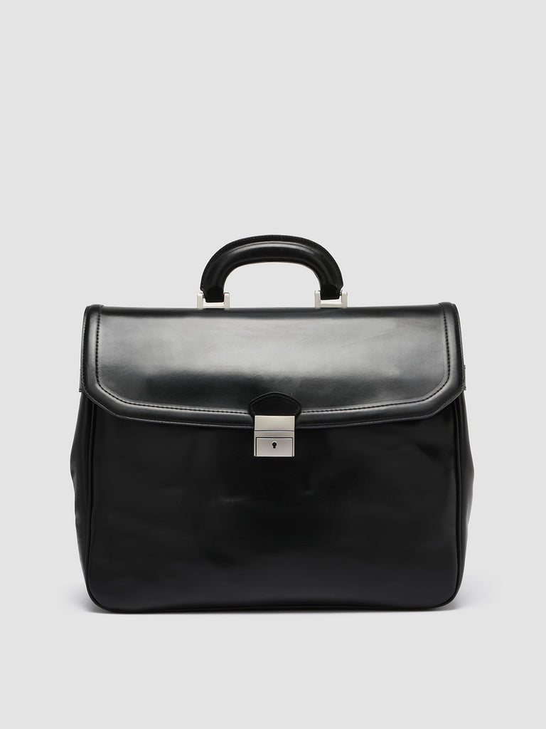 QUENTIN 011 - Black Leather Briefcase Men Officine Creative - 1