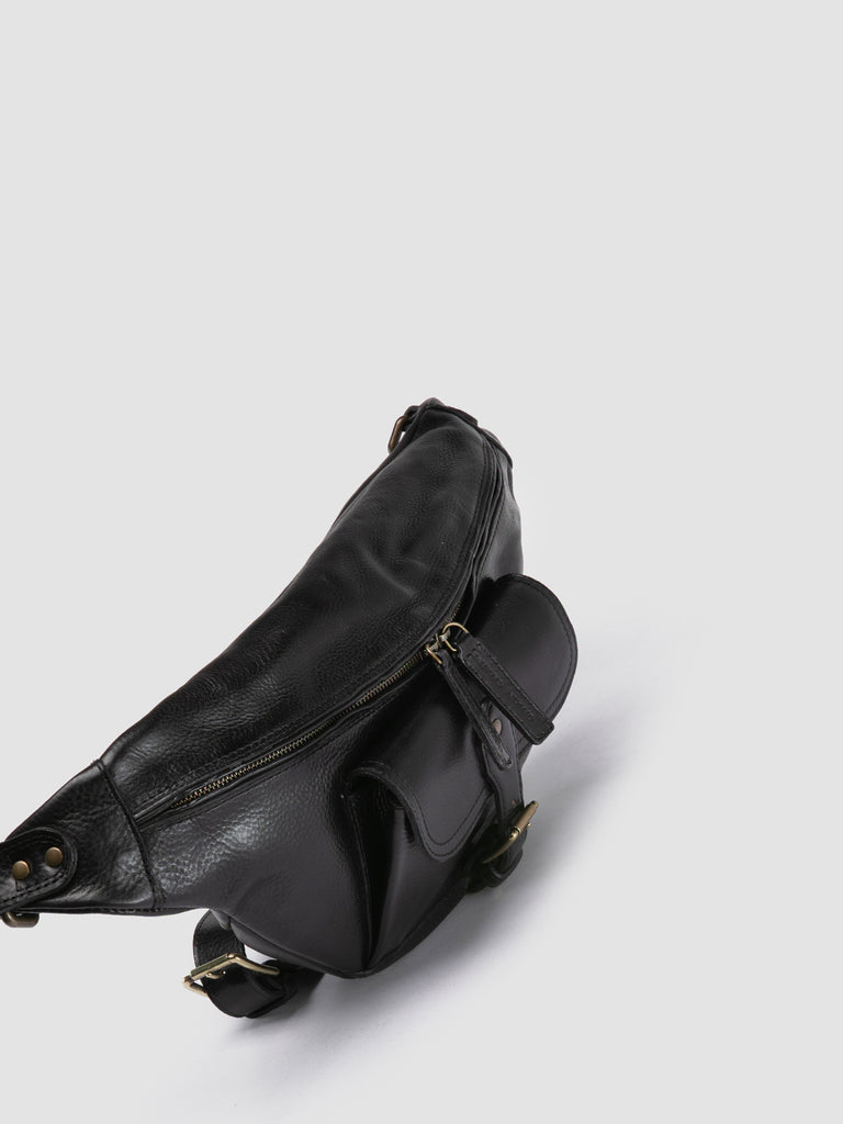 RARE 044 - Black Leather Waist Pack Men Officine Creative - 2