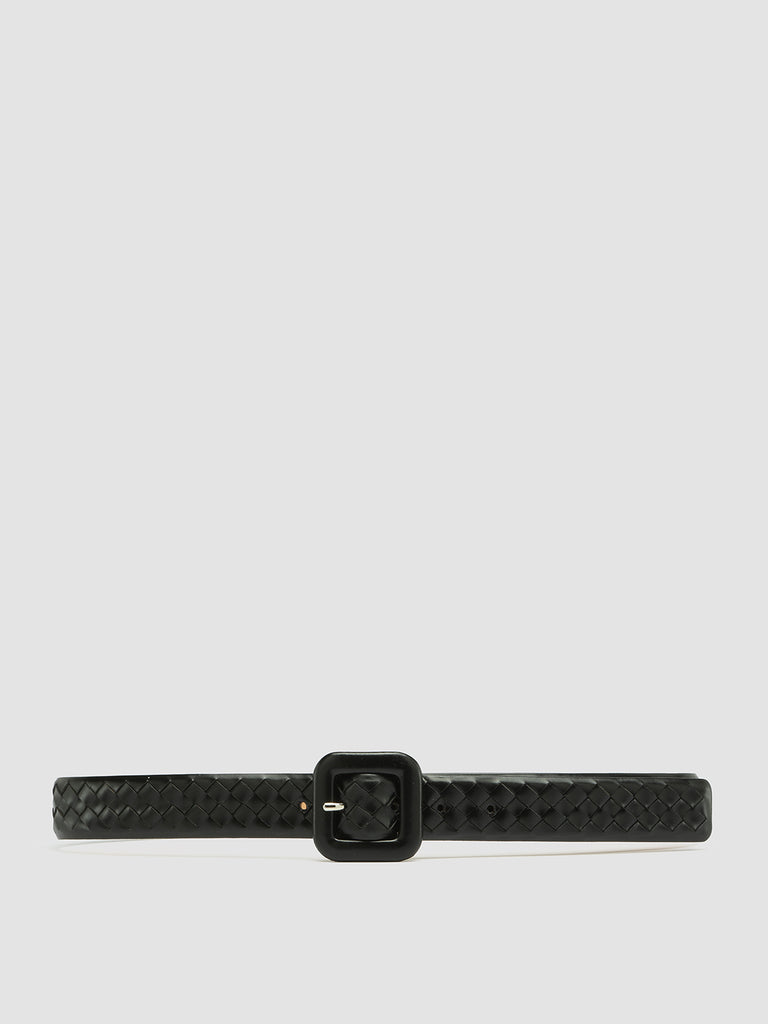 OC STRIP 060 - Cintura in Pelle Intrecciata Nera
