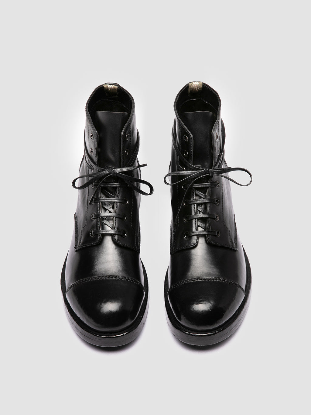 1633 02 - Stivali Stringati in Pelle Nera - image 2,side view