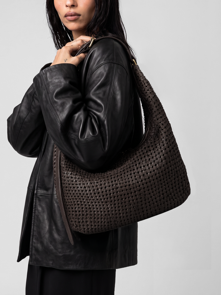 VICKY 002 - Borsa a Tracolla in Pelle Marrone-hover