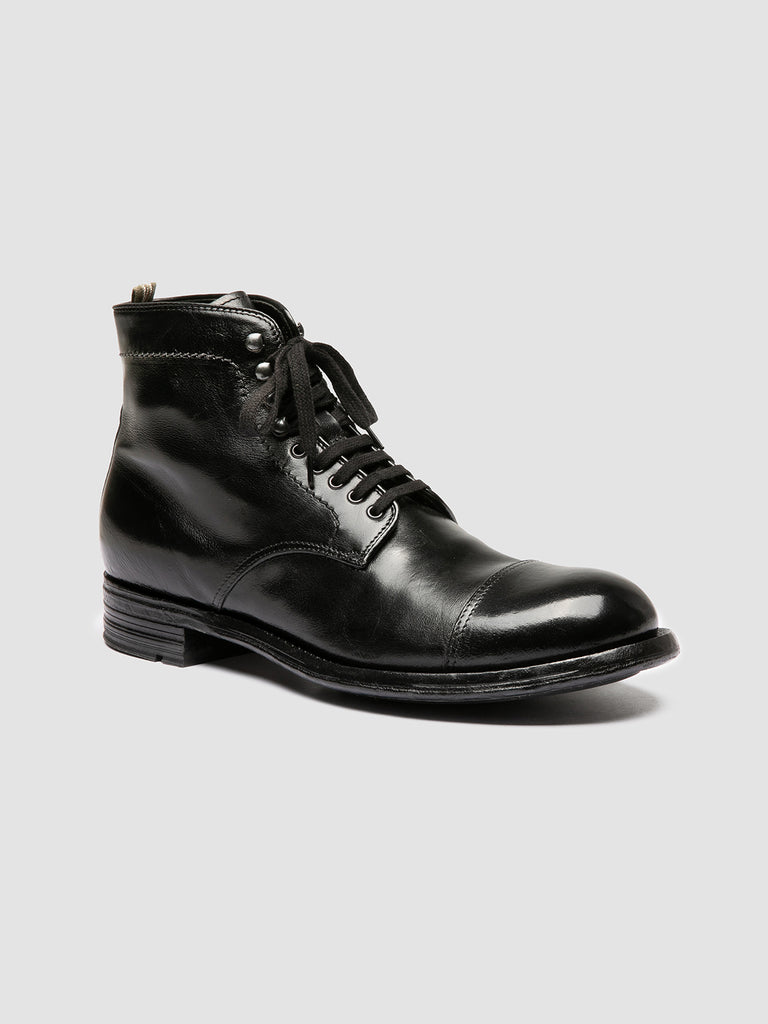ADMIRAL 010 - Stivali Stringati in Pelle Nera