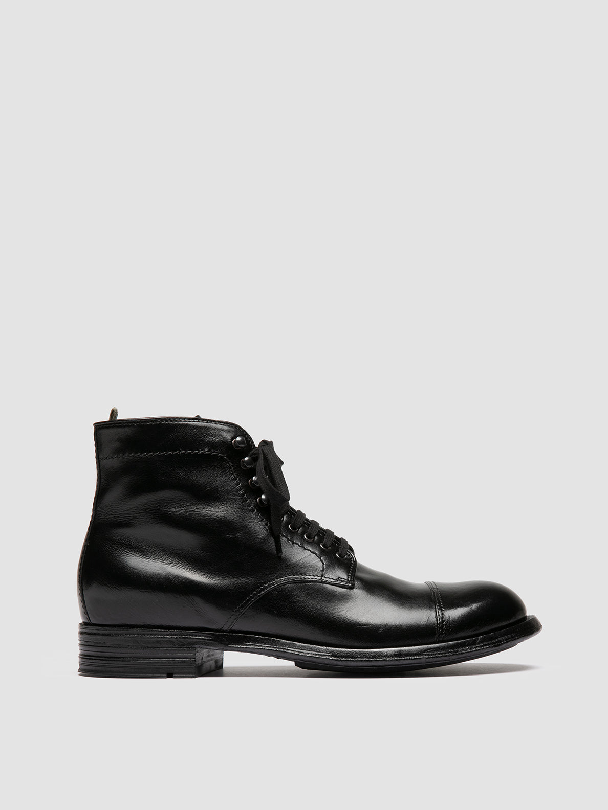 Officine Creative ADMIRAL 005 Stivali Stringati in Pelle Nera