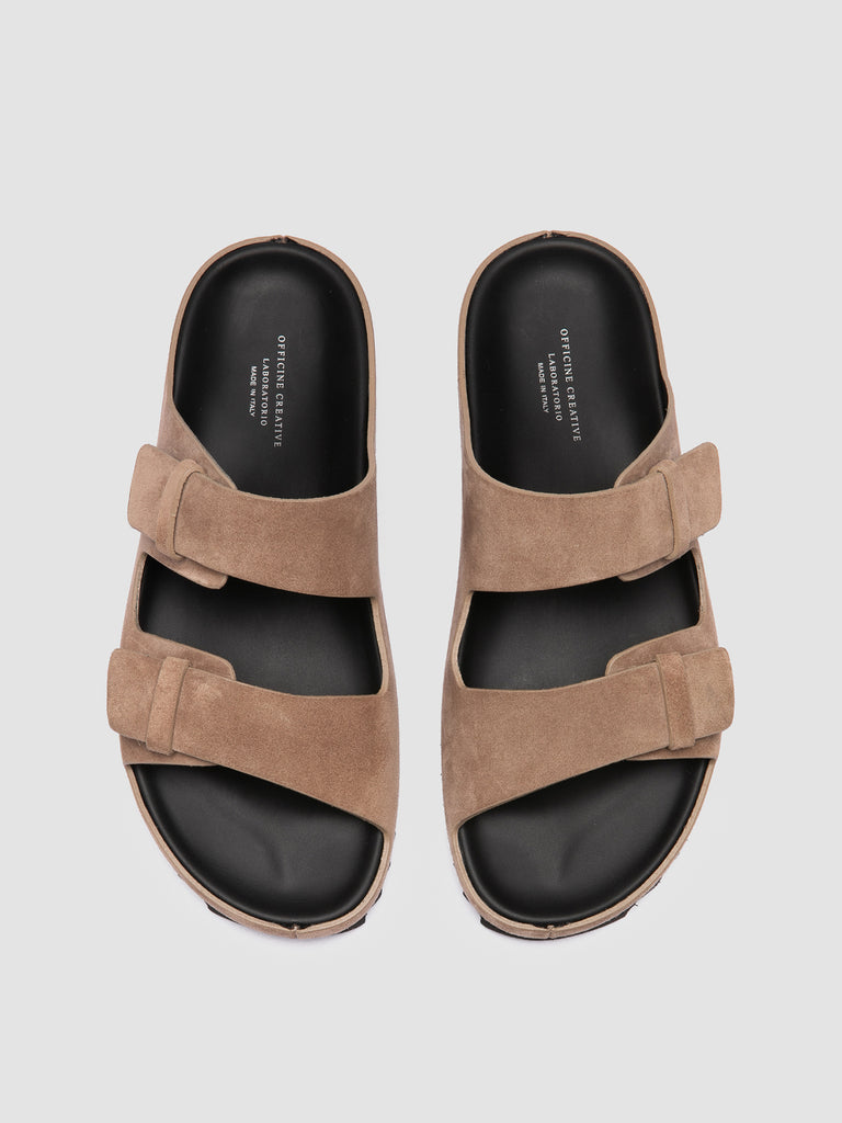 AGORÀ 010 - Taupe Suede Slide Sandals