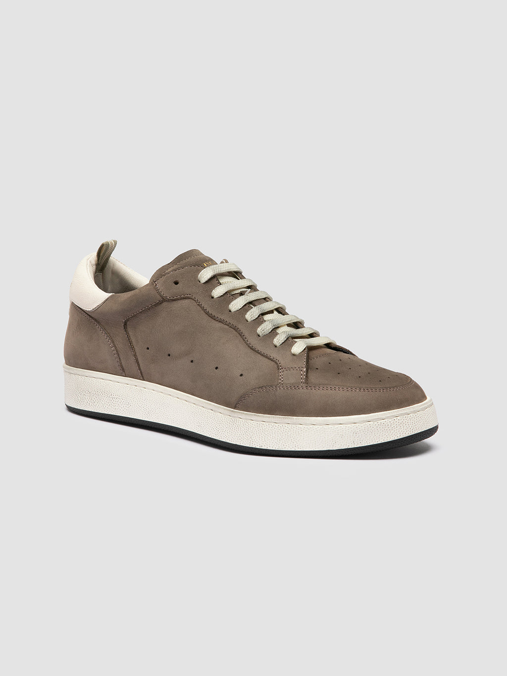 THE ANSWER 002 - Sneaker in Pelle e Pelle Scamosciata Color Tortora - image 3,side view