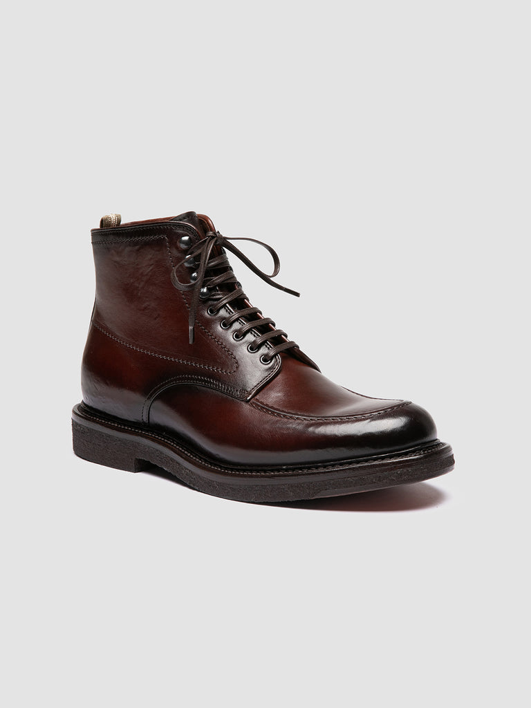 ASTON CREPE 004 - Stivali Stringati in Pelle Marrone