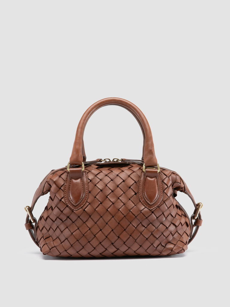 AURA 002 - Borsa con Manico in Pelle Marrone