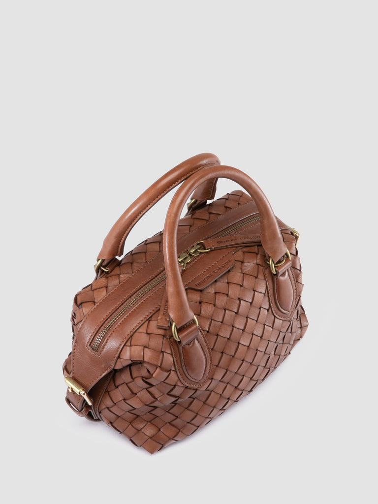 AURA 002 - Borsa con Manico in Pelle Marrone