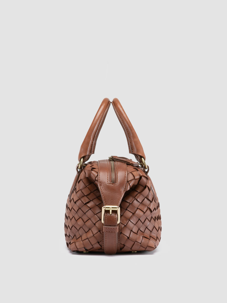 AURA 002 - Borsa con Manico in Pelle Marrone