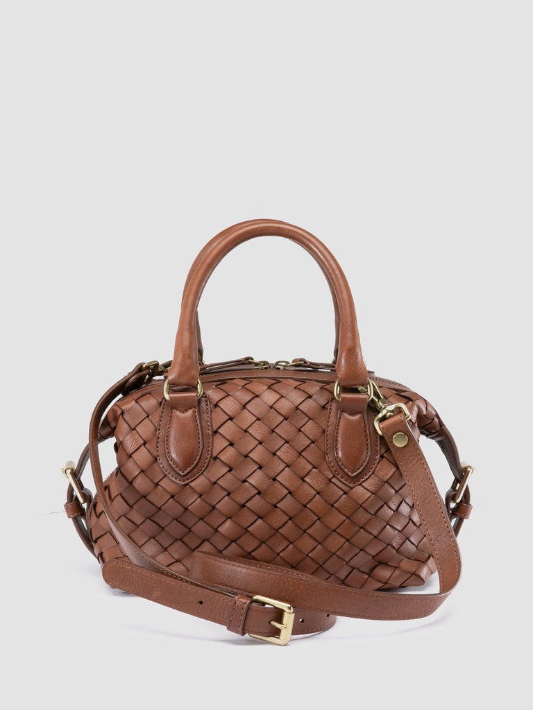 AURA 002 - Borsa con Manico in Pelle Marrone