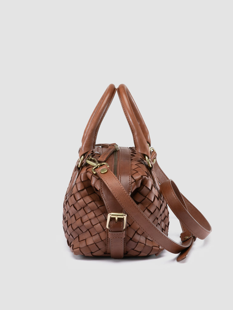 AURA 002 - Borsa con Manico in Pelle Marrone
