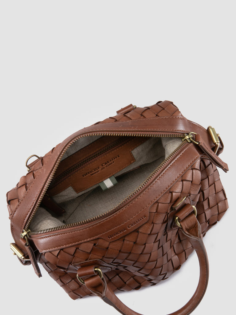 AURA 002 - Borsa con Manico in Pelle Marrone