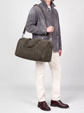 ARMOR 01 - Borsa Weekender in Pelle Scamosciata Intrecciata Verde - thumb image 2,side view