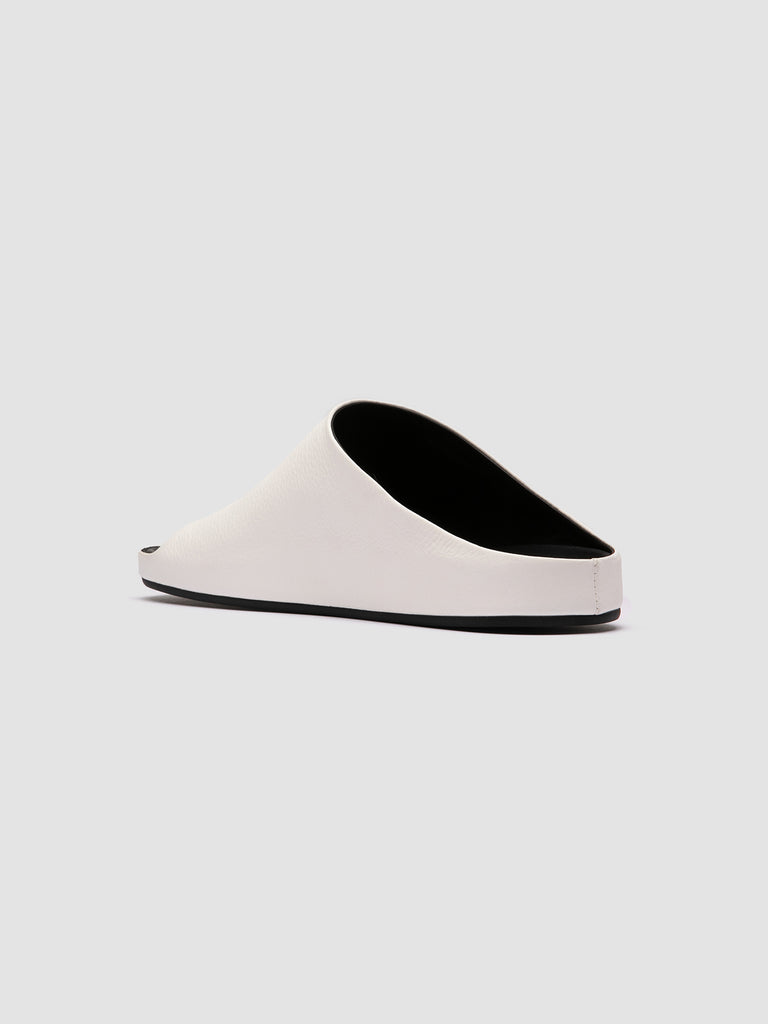 BABOUCHE 002 - White Leather Mule Sandals