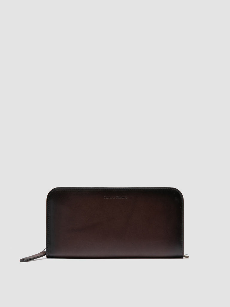 BERGE' 01 - Portafoglio con Zip in Pelle Marrone