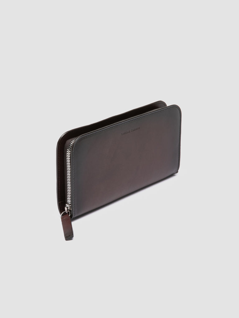 BERGE' 01 - Portafoglio con Zip in Pelle Marrone