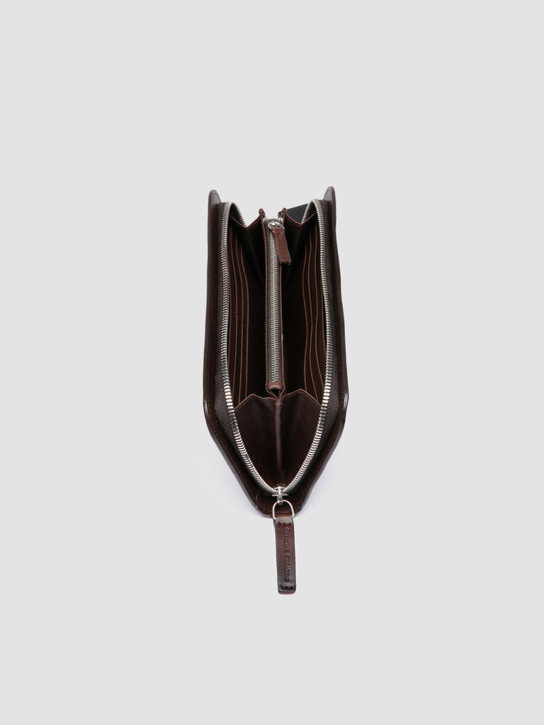BERGE' 01 - Portafoglio con Zip in Pelle Marrone