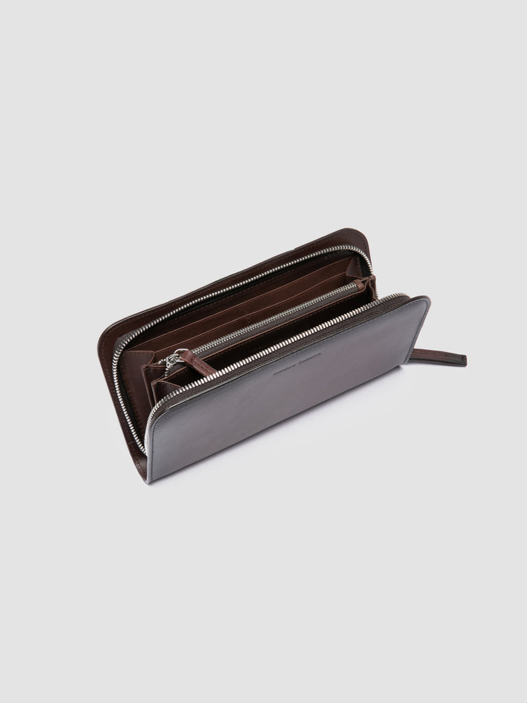 BERGE' 01 - Portafoglio con Zip in Pelle Marrone