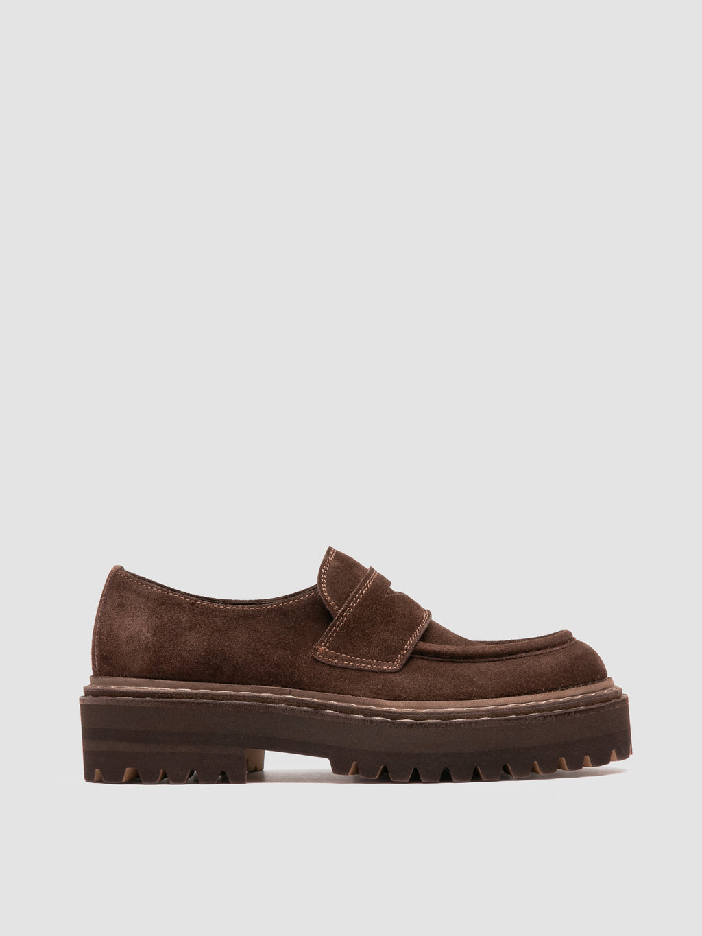 BLOSSOM 015 - Brown Suede Penny Loafers - image 1,side view