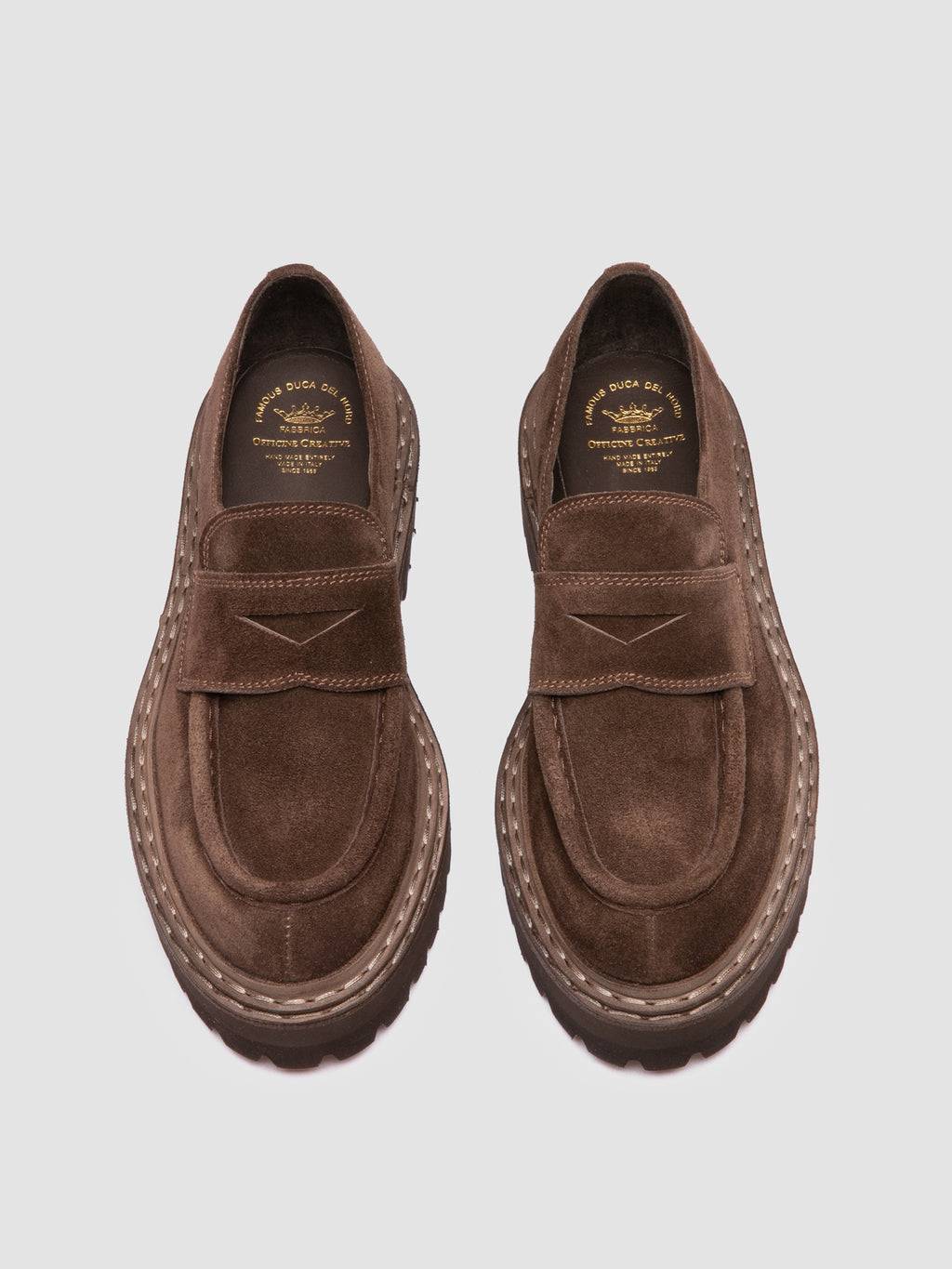 BLOSSOM 015 - Brown Suede Penny Loafers - image 2,side view