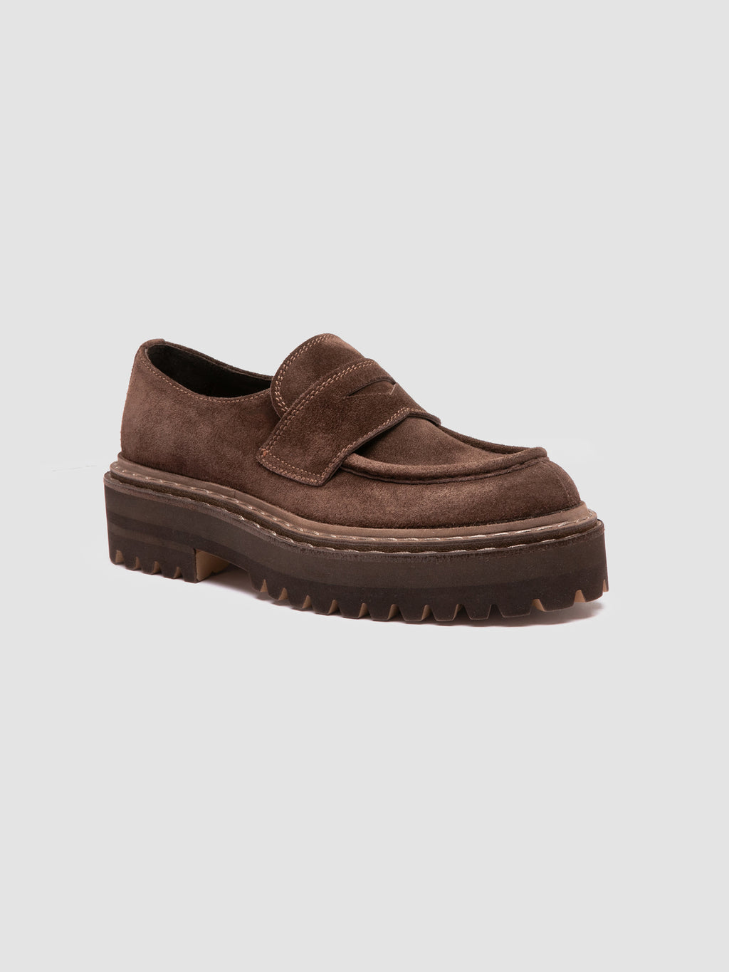 BLOSSOM 015 - Brown Suede Penny Loafers - image 3,side view
