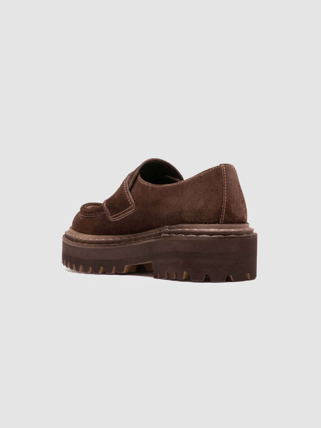 BLOSSOM 015 - Brown Suede Penny Loafers - image 4,side view