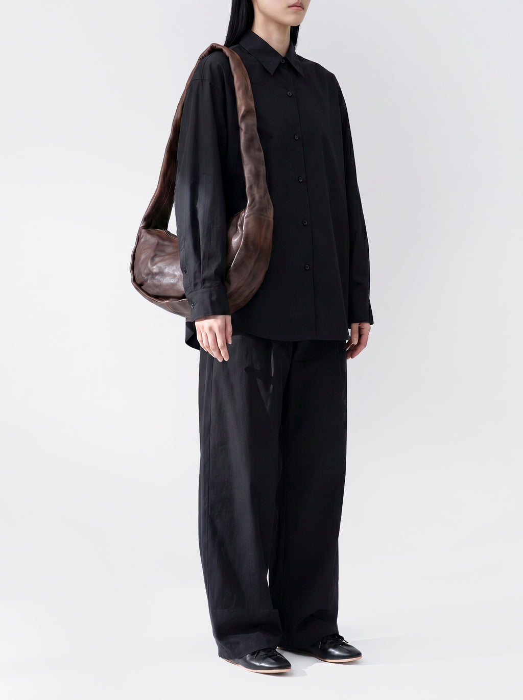 BOLINA 046 - Borsa Crossbody in Pelle Marrone - image 2,side view