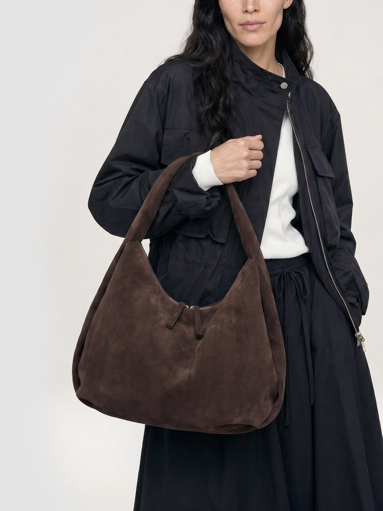 BOLINA 048 - Brown Suede Shoulder Bag