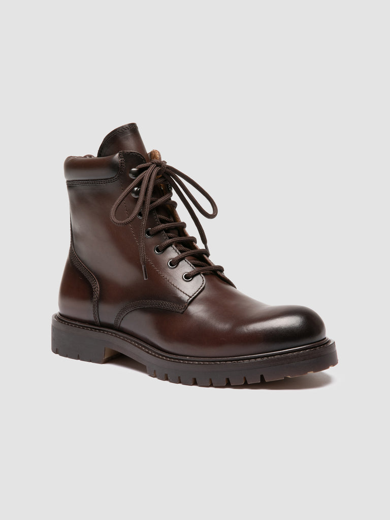 BOSS 002 - Stivali Stringati in Pelle Marrone