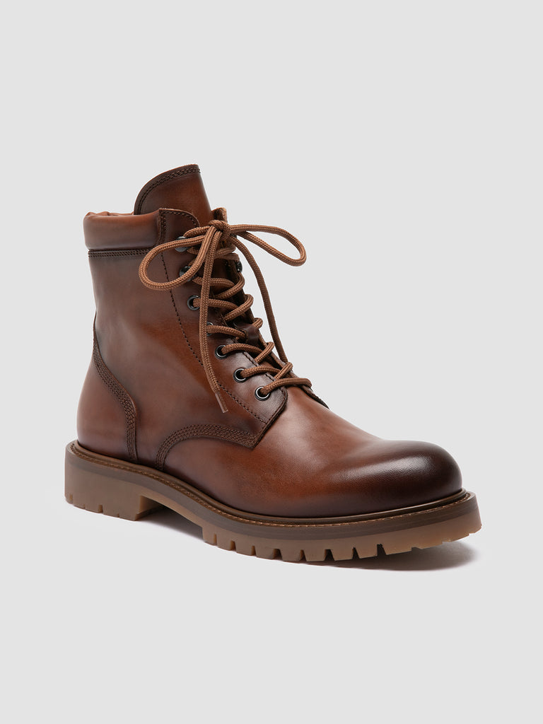 BOSS 002 - Stivali Stringati in Pelle Marrone
