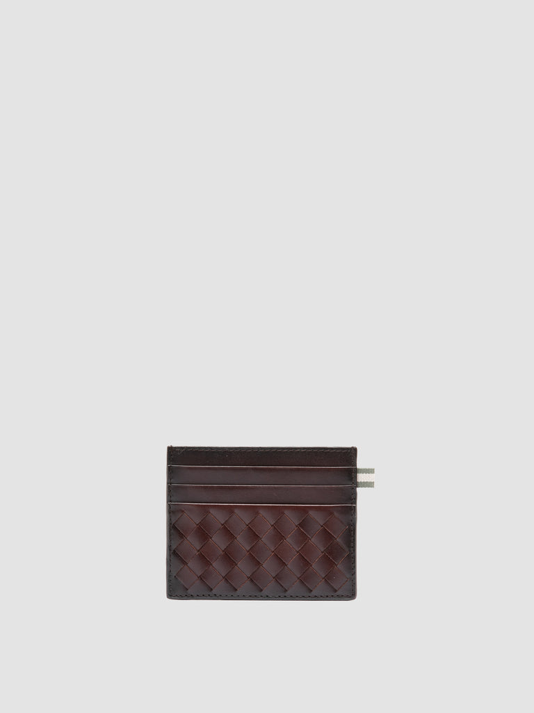 BOUDIN 122 - Portacarte in Pelle Intrecciata Marrone