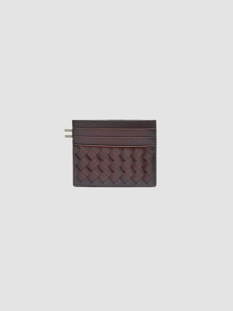 BOUDIN 122 - Portacarte in Pelle Intrecciata Marrone