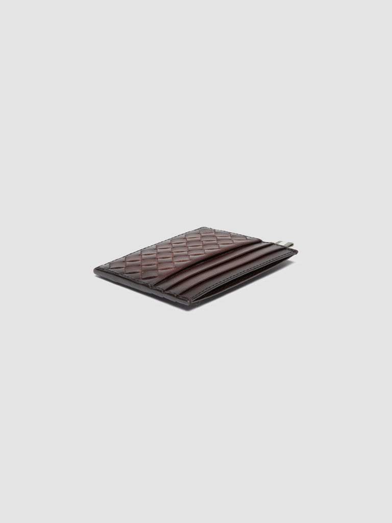 BOUDIN 122 - Portacarte in Pelle Intrecciata Marrone
