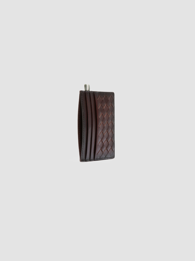 BOUDIN 122 - Portacarte in Pelle Intrecciata Marrone