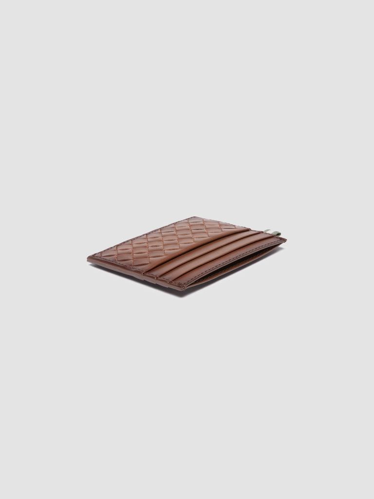 BOUDIN 122 - Portacarte in Pelle Intrecciata Marrone