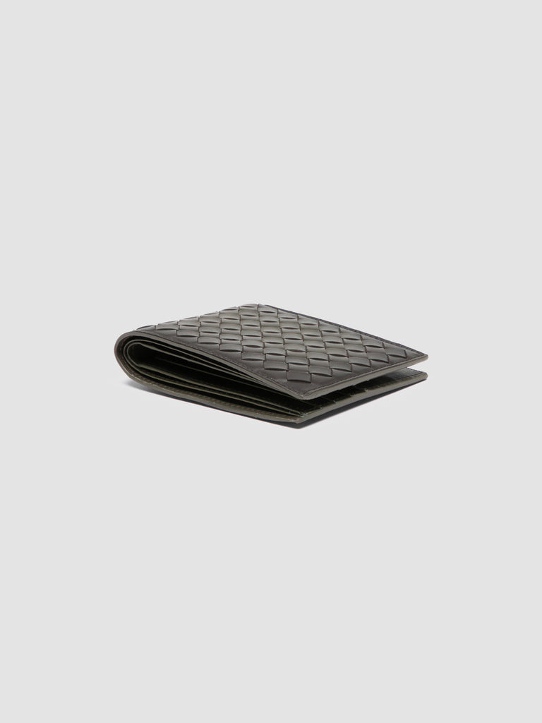 BOUDIN 123 - Portafoglio Bifold in Pelle Intrecciata Verde