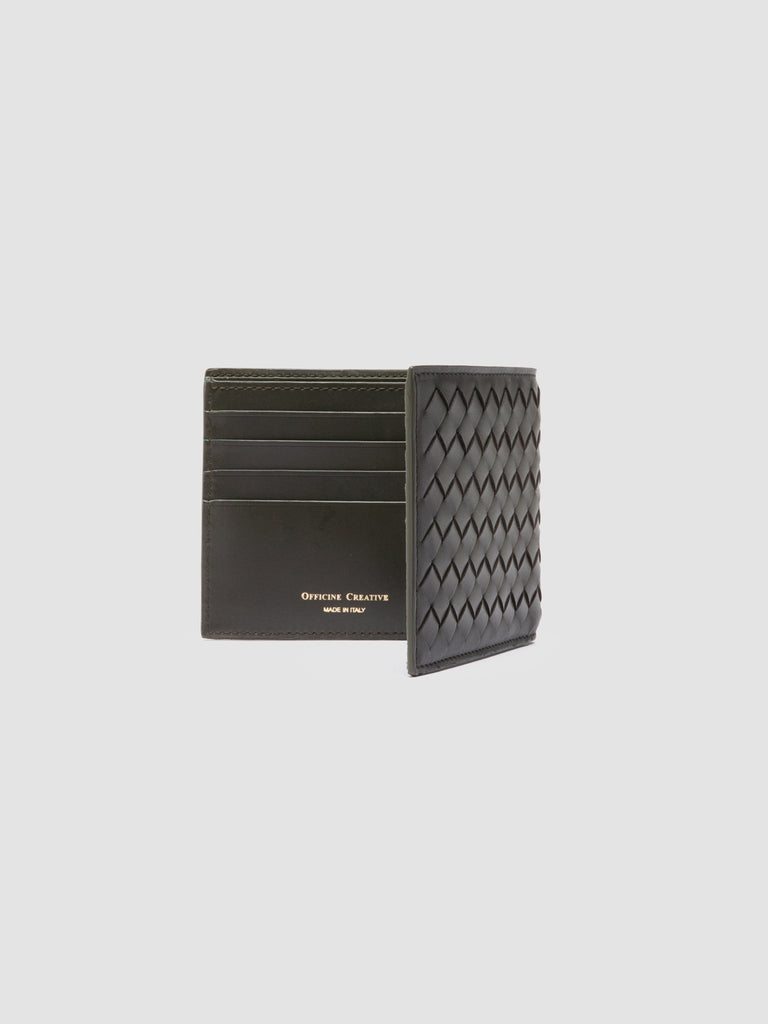 BOUDIN 123 - Portafoglio Bifold in Pelle Intrecciata Verde