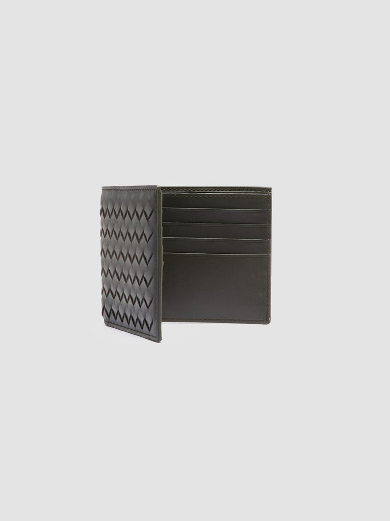 BOUDIN 123 - Portafoglio Bifold in Pelle Intrecciata Verde