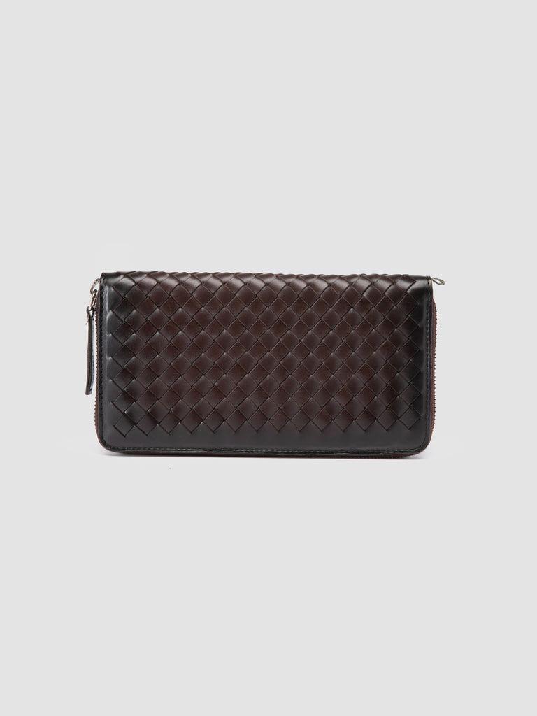 BOUDIN 126 - Brown Leather Woven Wallets