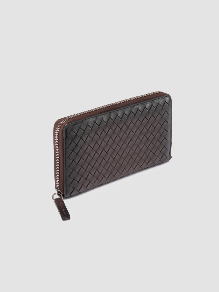 BOUDIN 126 - Brown Leather Woven Wallets