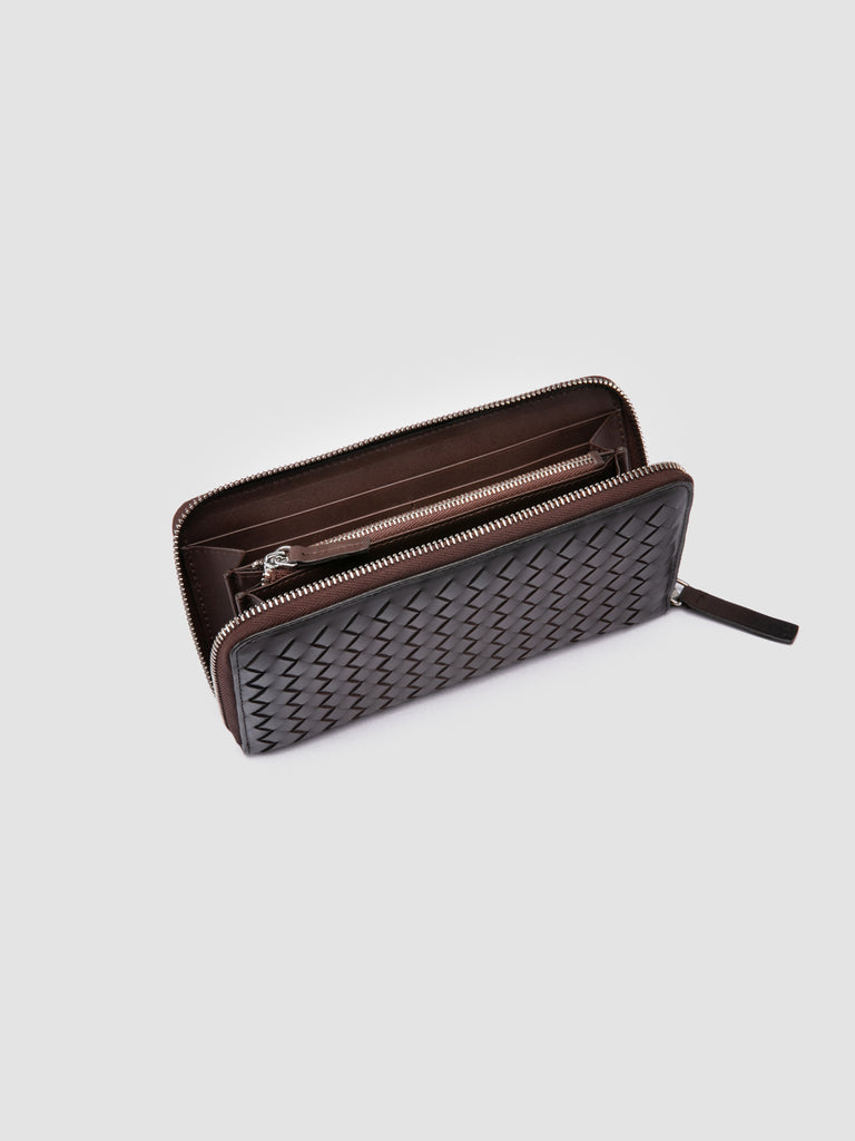 BOUDIN 126 - Brown Leather Woven Wallets