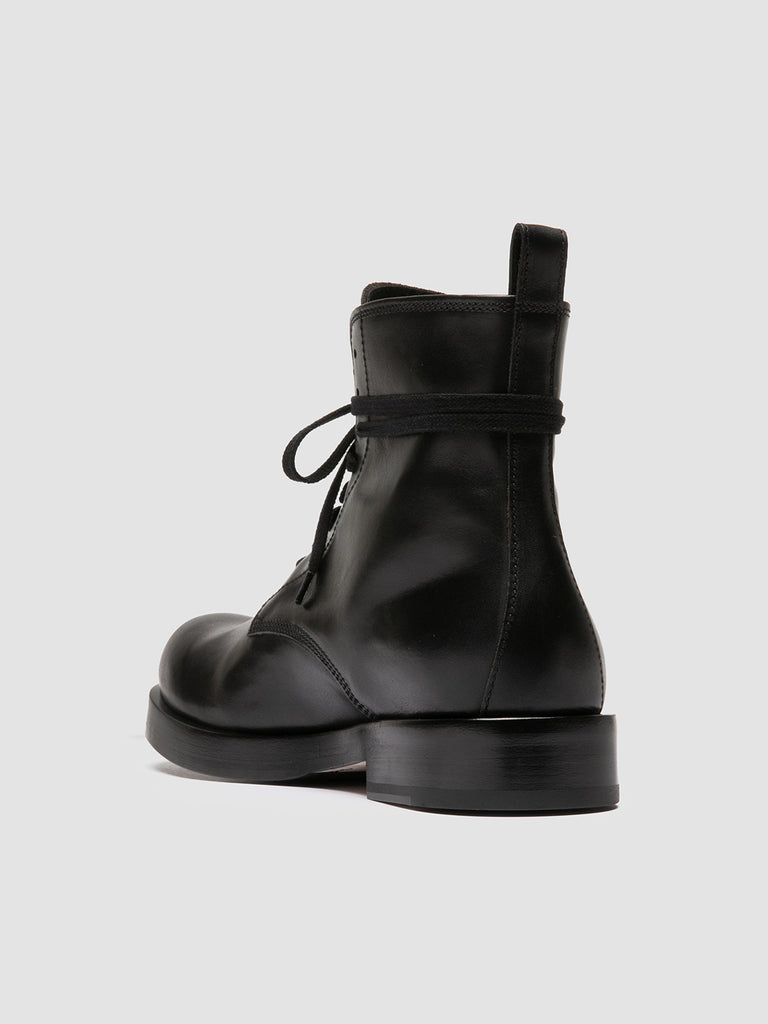 BULLA 002 - Stivali Stringati in Pelle Nera