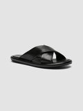 ESTENS 001 - Black Leather Slide Sandals