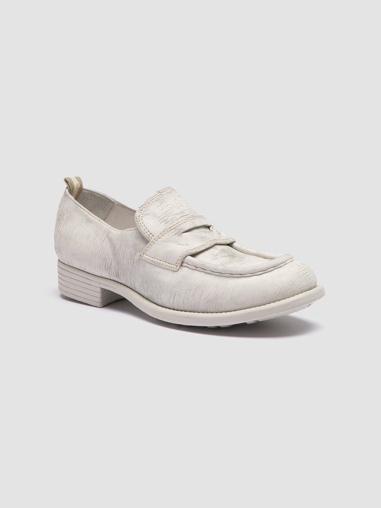 CALIXTE 020 - White Leather Penny Loafers