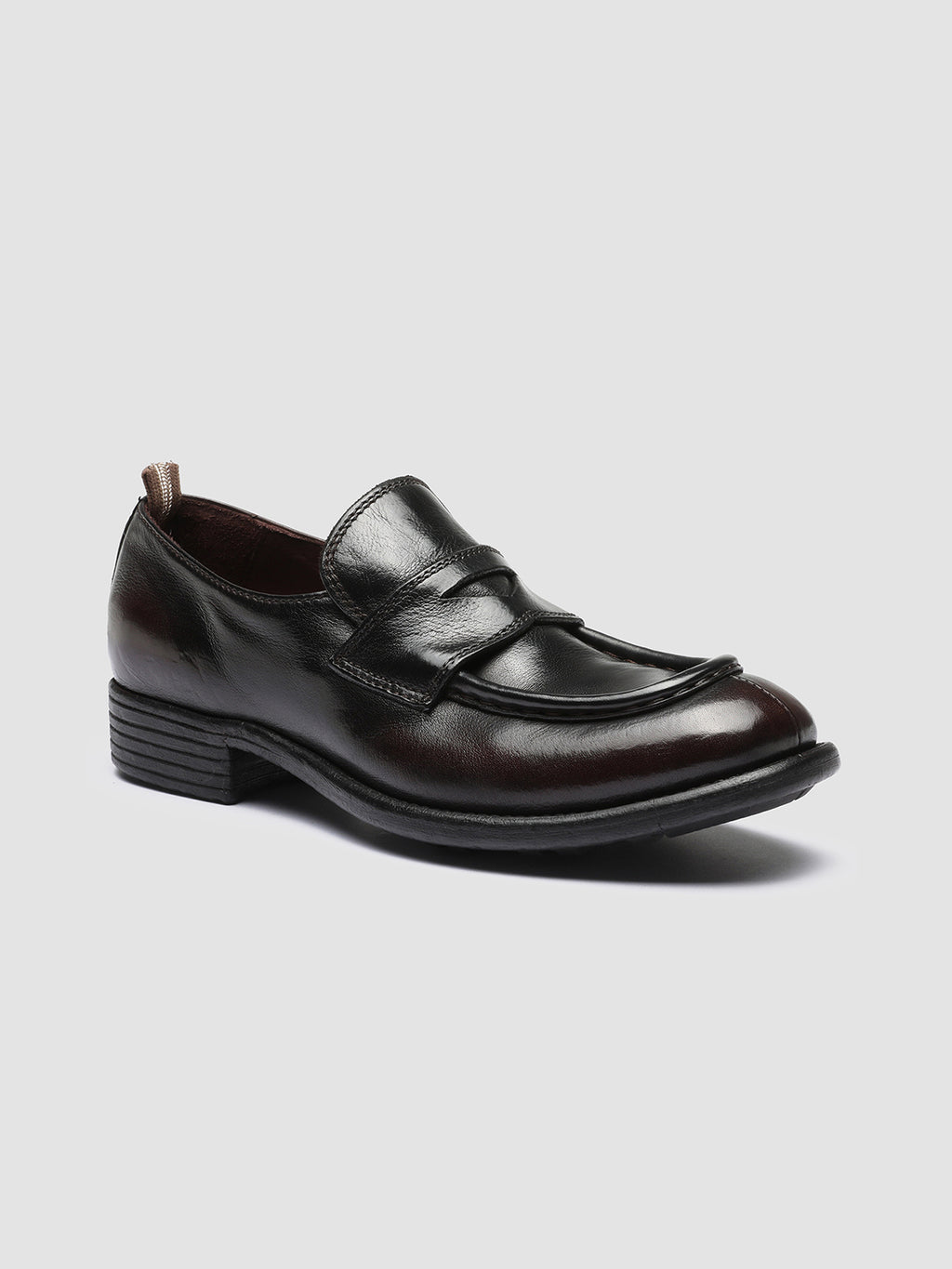 CALIXTE 020 - Burgundy Leather Penny Loafers