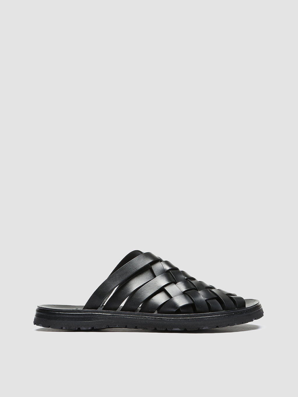 CHIOS 009 - Black Leather Slide Sandals