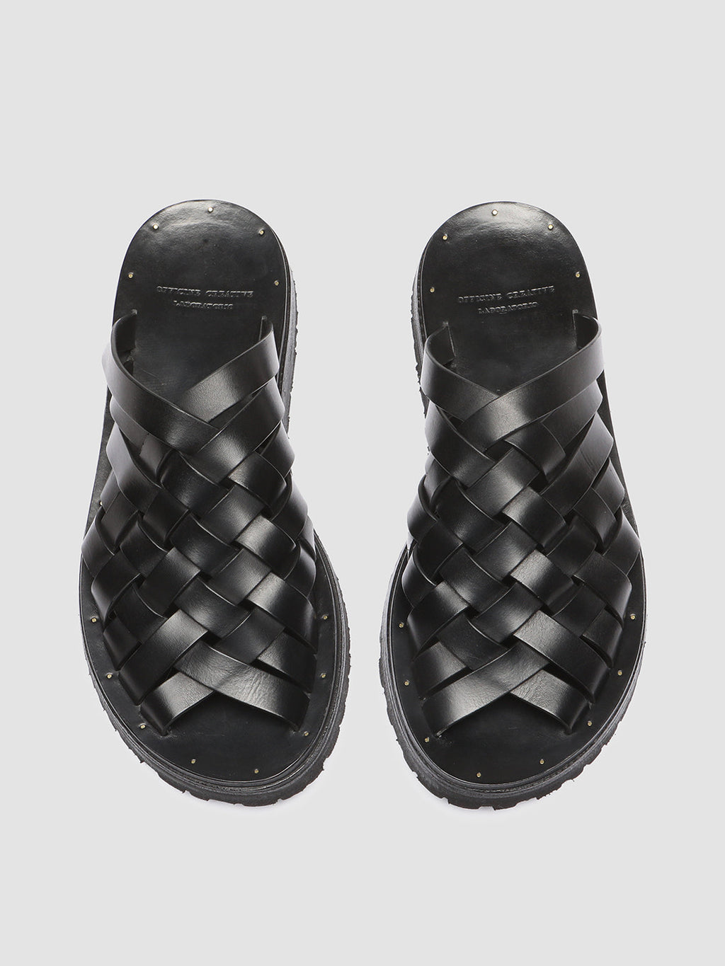CHIOS 009 - Black Leather Slide Sandals