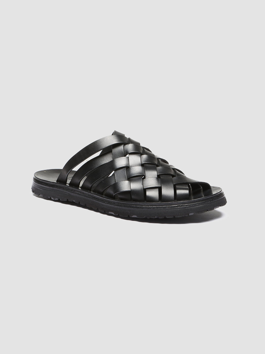 CHIOS 009 - Black Leather Slide Sandals